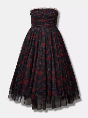 NWT Torrid Betsey Johnson Black Rose Tea Party Dress 12